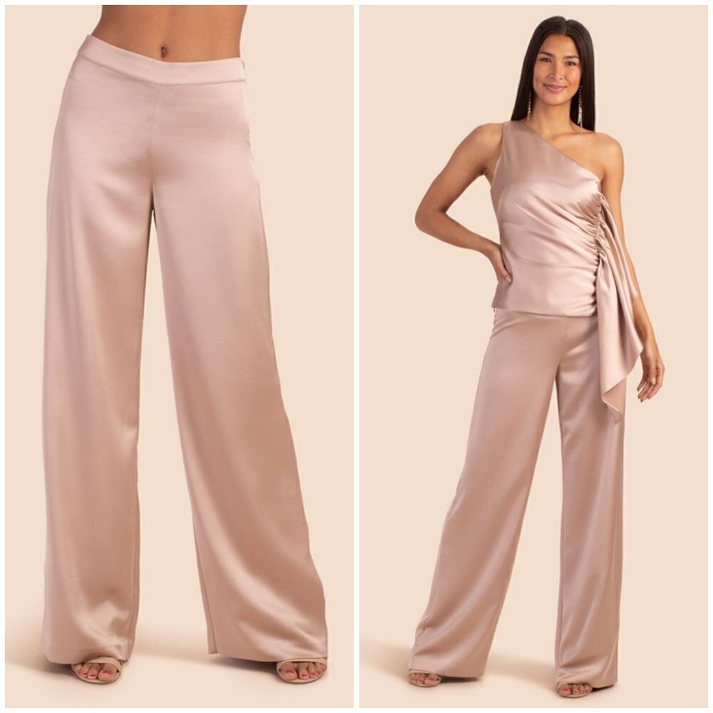 💕TRINA TURK💕 Long Weekend Pant ~ Silverlake Satin Moonstone 14 NWT